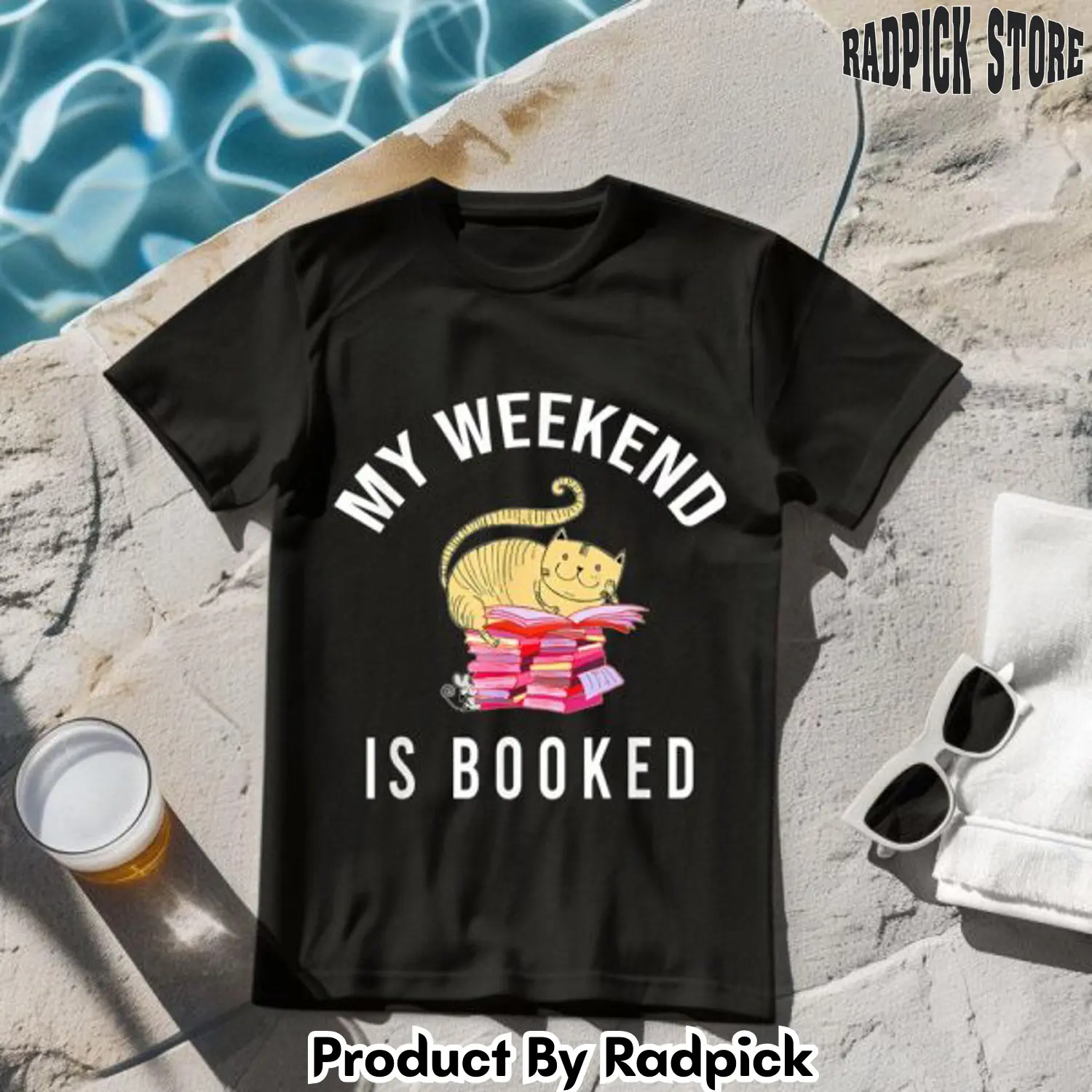 My weekend is booked book reader cat tshirt rp2647292